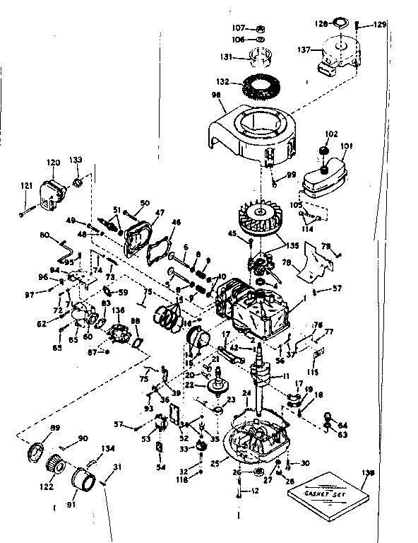 Basic Engine Diagram and Parts List for 143187022  Craftsman Engine