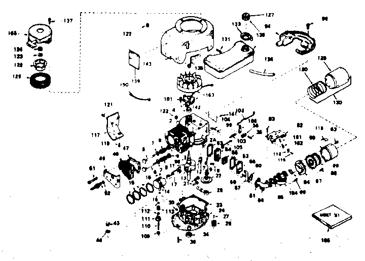 Basic Engine Diagram and Parts List for 143236122  Craftsman Engine