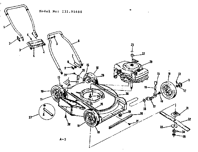 Replacement Parts Diagram and Parts List for 13191468  Craftsman Lawn Mower