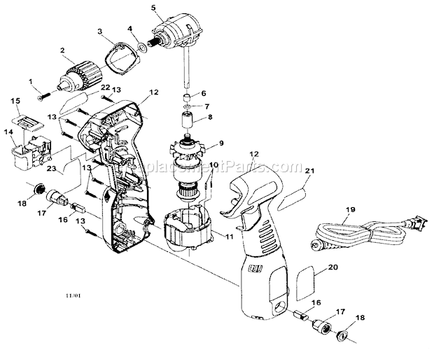 Cabinet Parts Diagram and Parts List for 310279960  Craftsman Cordless Drill