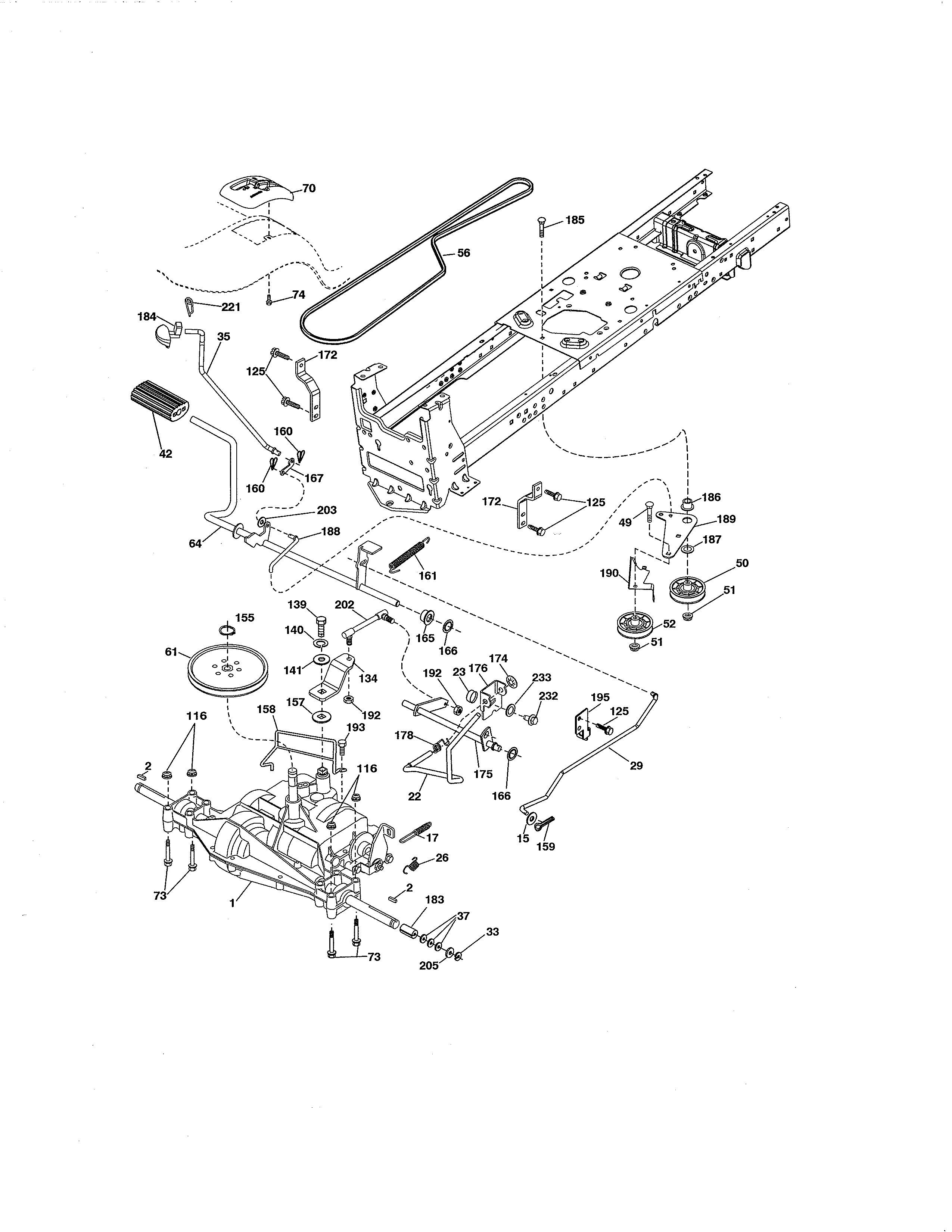 Ground Drive Diagram and Parts List for 917203801  Craftsman Lawn Tractor