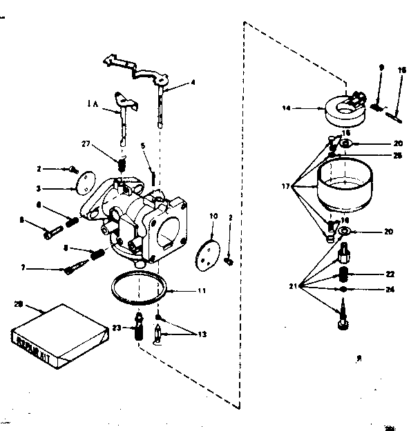 Carburetor No. 631680 Diagram and Parts List for 143630022  Craftsman Engine