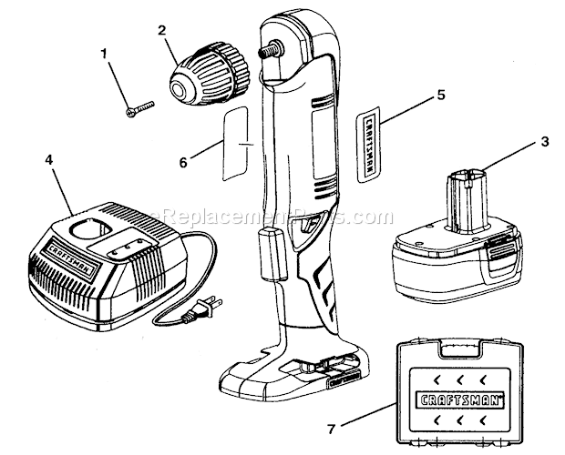 Drill Diagram and Parts List for 315101532  Craftsman Cordless Drill