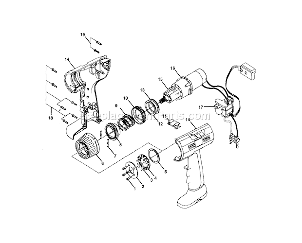 Housing/... Train Diagram and Parts List for 315101820  Craftsman Cordless Drill