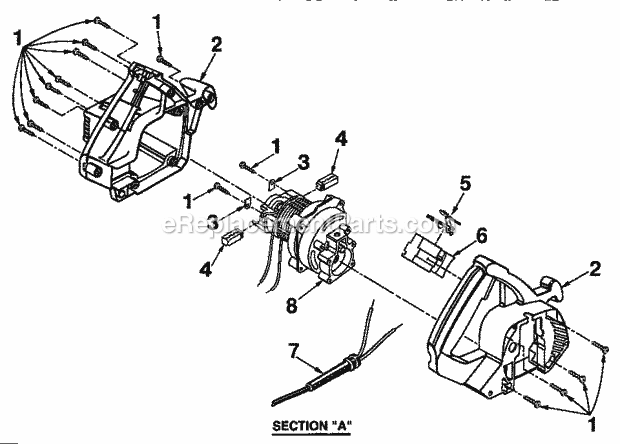Motor Assembly Diagram and Parts List for 315108251  Craftsman Circular Saw