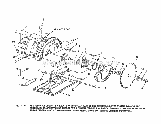 Blade & Guard/Base Diagram and Parts List for 315108420  Craftsman Circular Saw