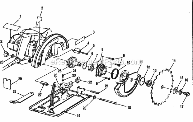 Housing Assy Diagram and Parts List for 315108470  Craftsman Circular Saw