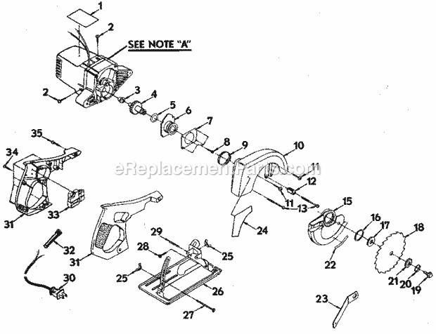 Page B Diagram and Parts List for 315109211  Craftsman Circular Saw