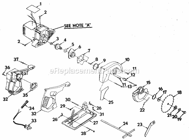 Page B Diagram and Parts List for 315109241  Craftsman Circular Saw