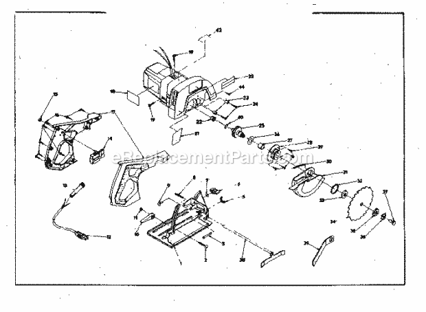 Base And Blade Assembly Diagram and Parts List for 31510951  Craftsman Circular Saw