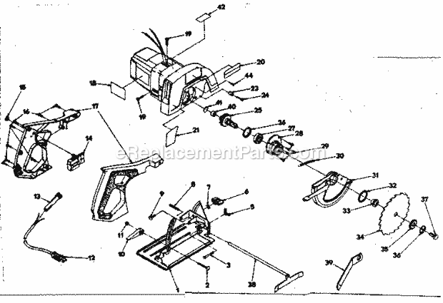 Base And Blade Assembly Diagram and Parts List for 31510961  Craftsman Circular Saw