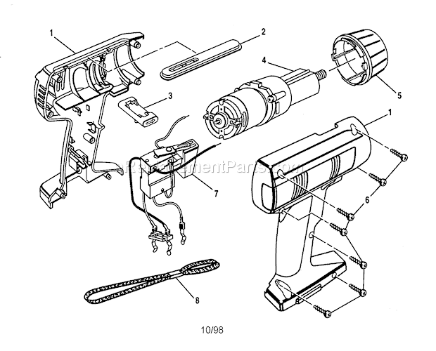 3/8" Cordless Drill-Drive... Diagram and Parts List for 315110780  Craftsman Cordless Drill
