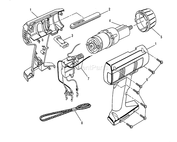 Replacement Parts Diagram and Parts List for 315110790  Craftsman Cordless Drill