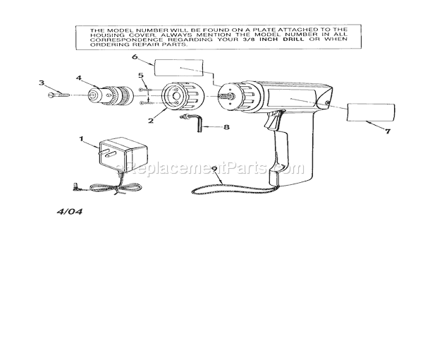 Batter Charger/Front Cove... Diagram and Parts List for 315111250  Craftsman Cordless Drill
