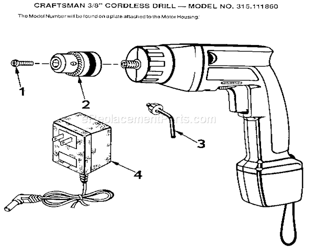 Page A Diagram and Parts List for 315111860  Craftsman Cordless Drill