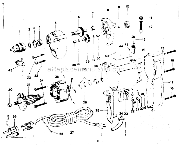 Page A Diagram and Parts List for 31511231  Craftsman Electric Drill