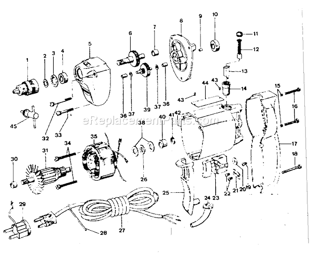 Page A Diagram and Parts List for 31511240  Craftsman Electric Drill