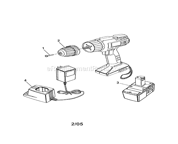 Drill Assembly Diagram and Parts List for 315114050  Craftsman Cordless Drill