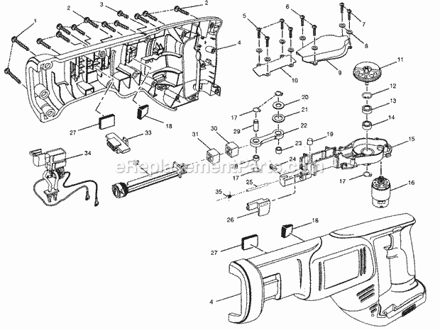 Housing Assy Diagram and Parts List for 315114271  Craftsman Reciprocating Saw
