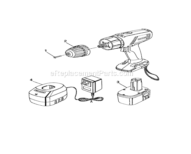 Chuck/Battery Pack/Charge... Diagram and Parts List for 315114520  Craftsman Cordless Drill