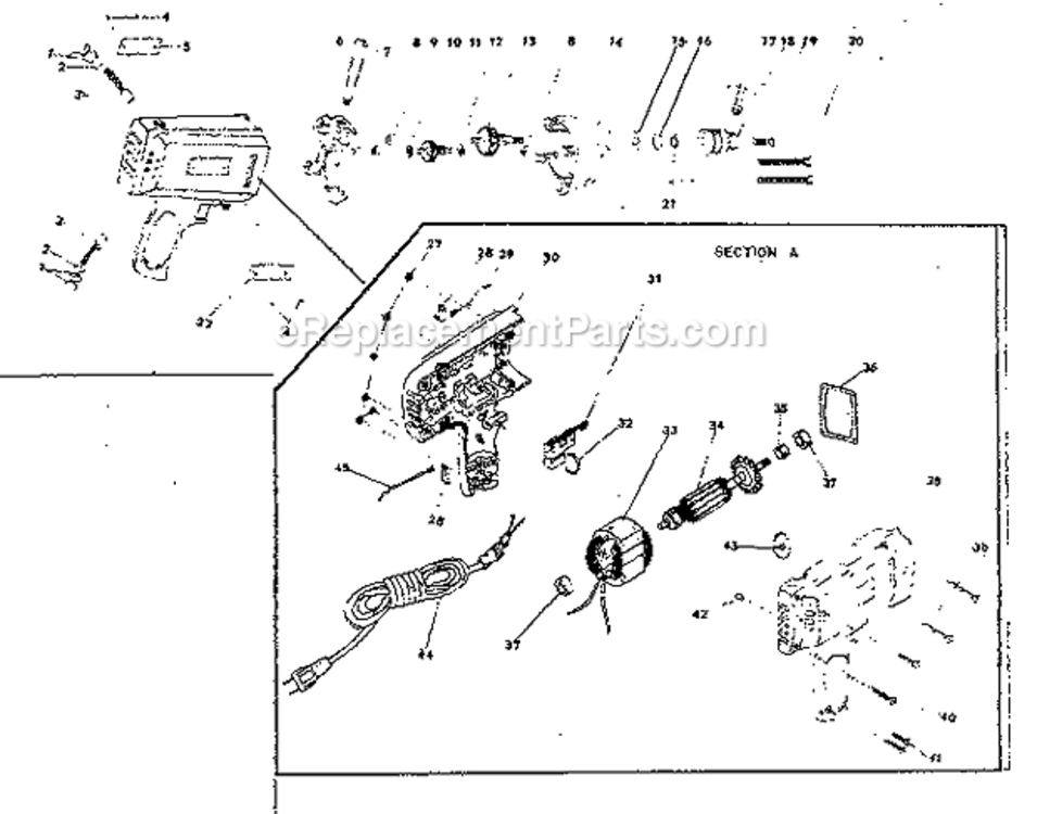 Unit Parts Diagram and Parts List for 31511480  Craftsman Electric Drill