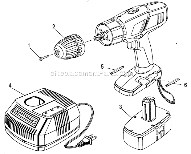 Drill Diagram and Parts List for 315114850  Craftsman Cordless Drill
