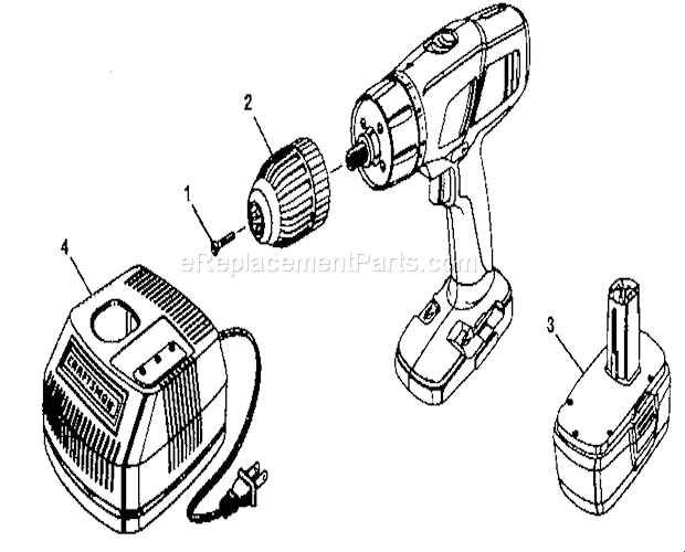 Acessories Diagram and Parts List for 315114852  Craftsman Cordless Drill