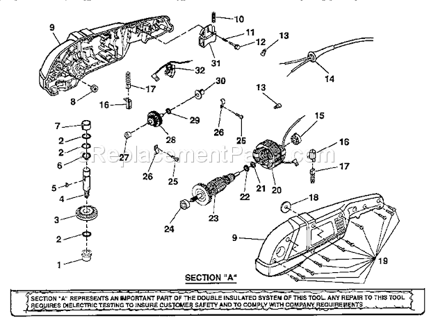 Field And Armature Assemb... Diagram and Parts List for 315115030  Craftsman Sander Polisher