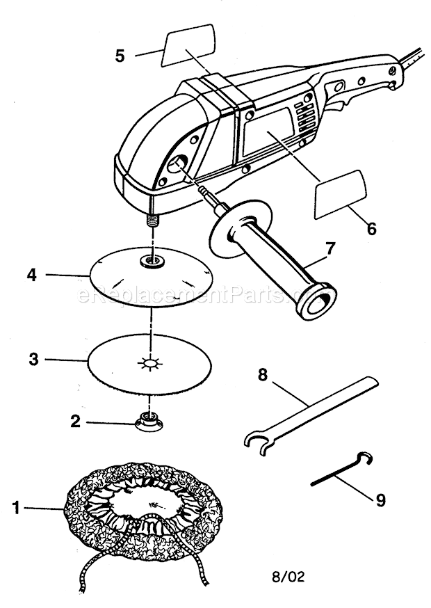 Housing Assy Diagram and Parts List for 315115031  Craftsman Sander Polisher
