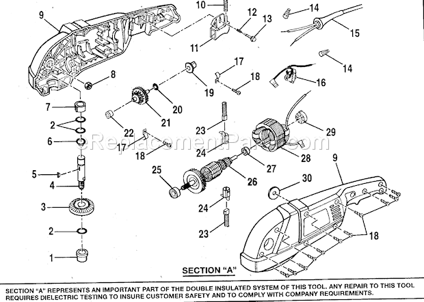 Inside Parts Diagram and Parts List for 315115033  Craftsman Sander Polisher