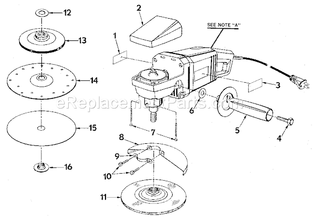 Sanding Disc Assembly Diagram and Parts List for 315115050  Craftsman Sander Polisher