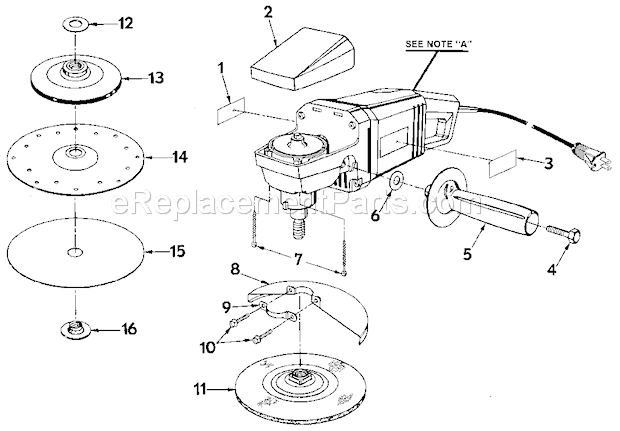 Sanding Disc Assembly Diagram and Parts List for 315115051  Craftsman Sander Polisher