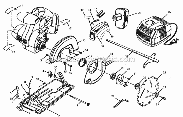 Housing Assy Diagram and Parts List for 315115160  Craftsman Circular Saw