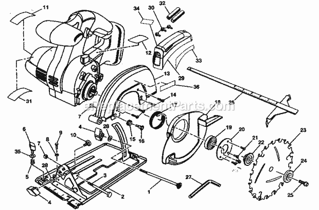 Saw Diagram and Parts List for 315115161  Craftsman Circular Saw