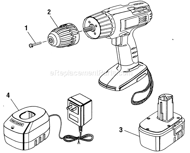 Drill Diagram and Parts List for 315115210  Craftsman Cordless Drill