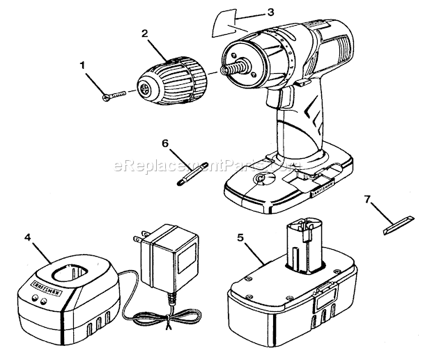 Drill Diagram and Parts List for 315115370  Craftsman Cordless Drill