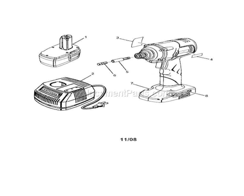 Charger/Battery Pack Diagram and Parts List for 315115460  Craftsman Impact Driver