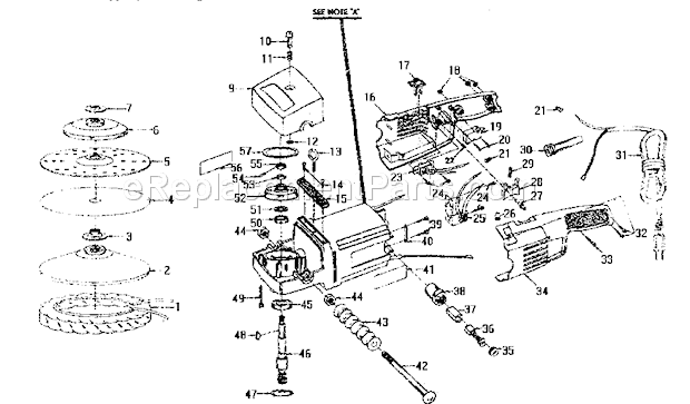 Unit Parts Diagram and Parts List for 31511571  Craftsman Sander Polisher