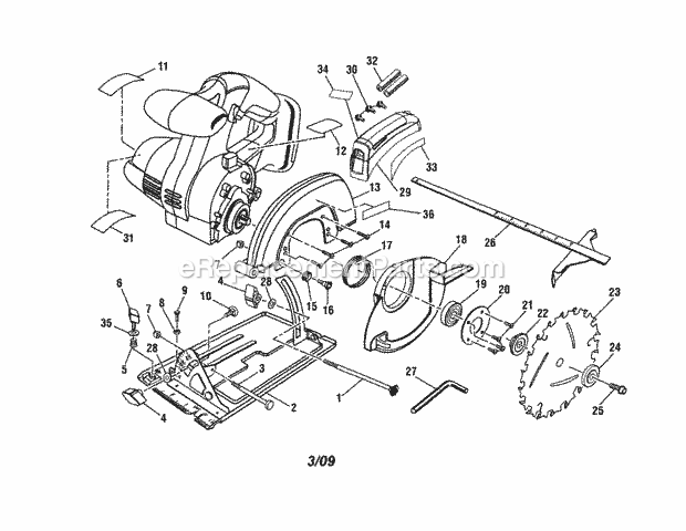 Cordless Laser Trim Saw Diagram and Parts List for 315115780  Craftsman Circular Saw
