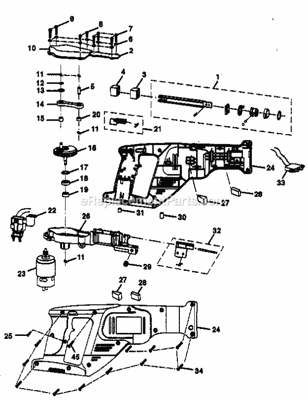 Housing Assy Diagram and Parts List for 315115790  Craftsman Reciprocating Saw