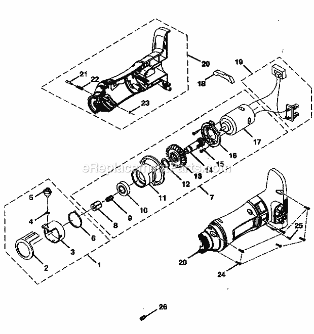 Motor Assy Diagram and Parts List for 315115820  Craftsman Circular Saw