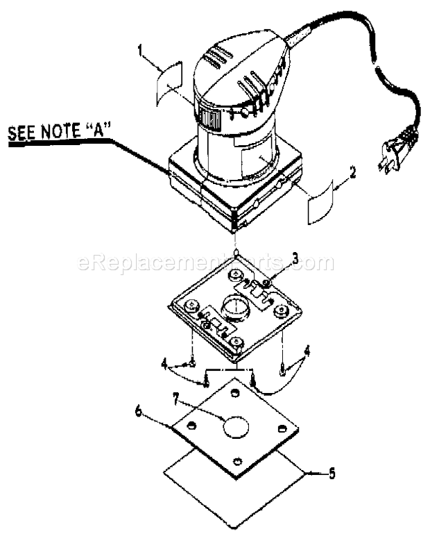 Platen Assembly Diagram and Parts List for 315116021  Craftsman Sander Polisher