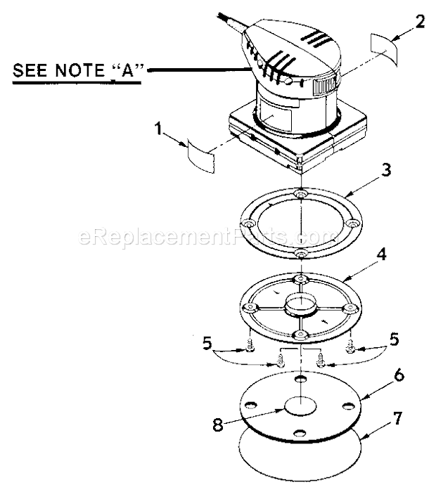 Platen Assembly Diagram and Parts List for 315116080  Craftsman Sander Polisher