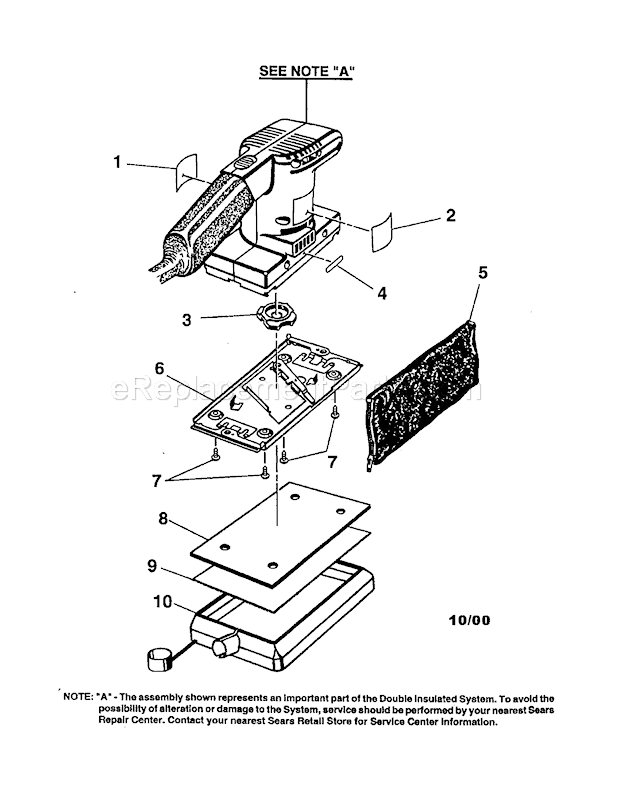 Sander Diagram and Parts List for 315116163  Craftsman Sander Polisher
