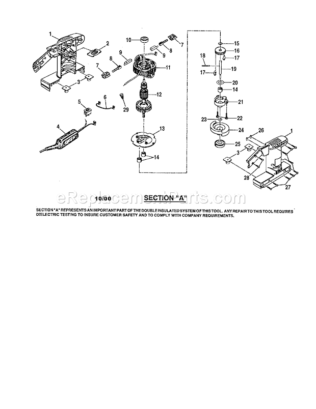 Housing Assembly Diagram and Parts List for 315116163  Craftsman Sander Polisher