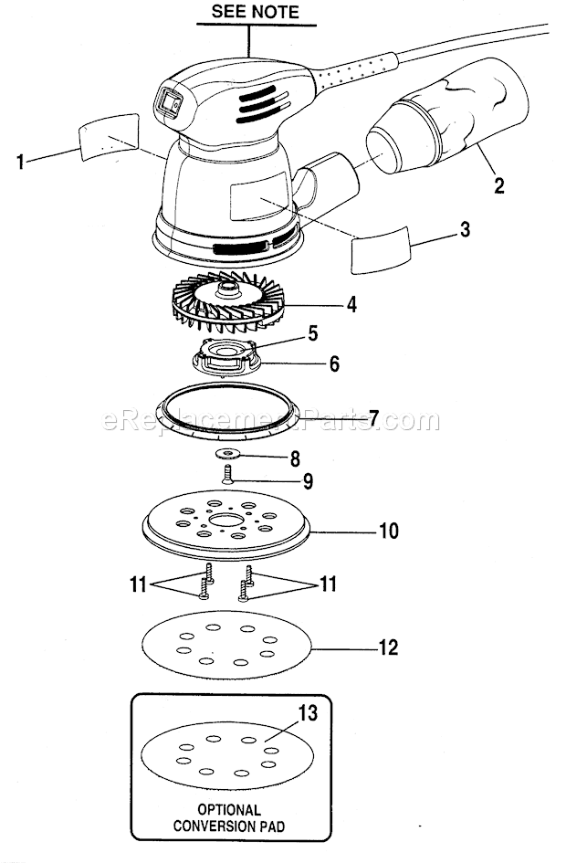 Sander Diagram and Parts List for 315116212  Craftsman Sander Polisher