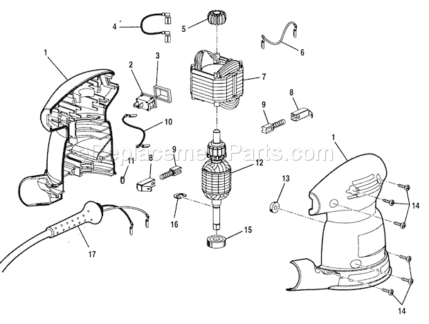 Housing Assy Diagram and Parts List for 315116212  Craftsman Sander Polisher