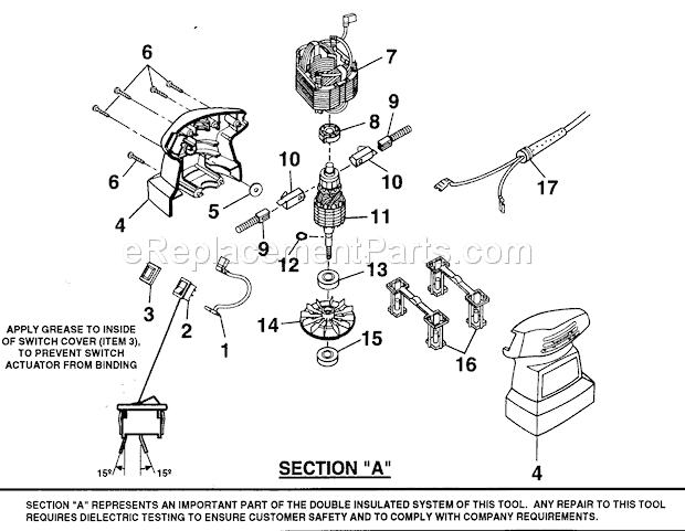 Housing Assy Diagram and Parts List for 315116272  Craftsman Sander Polisher