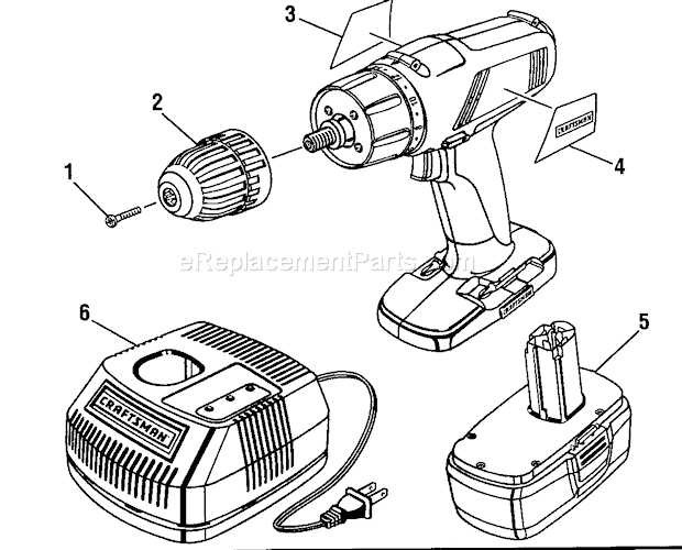 Outside Paqrts Diagram and Parts List for 315116400  Craftsman Cordless Drill
