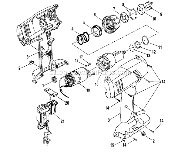 Inside Parts Diagram and Parts List for 315116400  Craftsman Cordless Drill